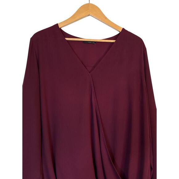 West Kei Women's Long Sleeve Surplice Soft Hi-Low Pullover Blouse Size XXL Red - Picture 4 of 8